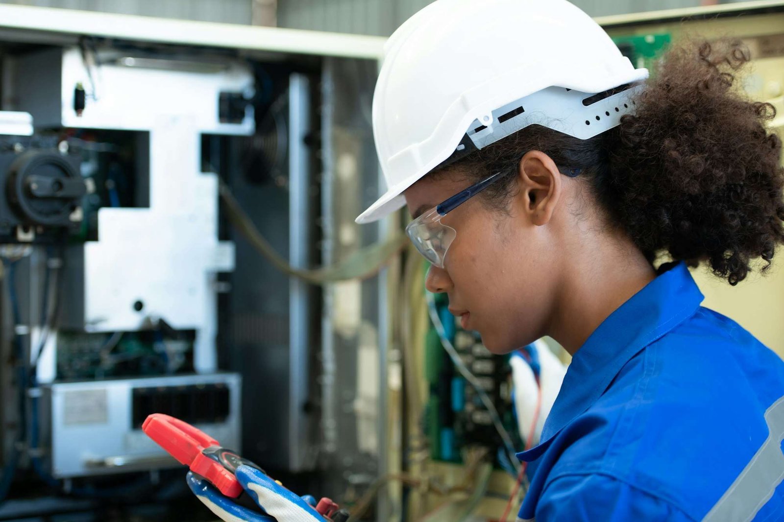 Experienced female electrical engineer The electrical system